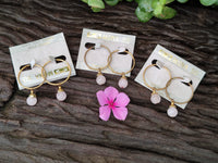 Hand Made Rose Quartz Hoop Earrings - Sold Per Pair - From Namibia