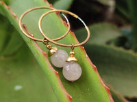 Hand Made Rose Quartz Hoop Earrings - Sold Per Pair - From Namibia