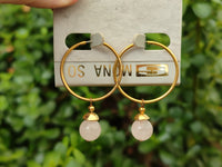 Hand Made Rose Quartz Hoop Earrings - Sold Per Pair - From Namibia