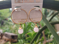 Hand Made Rose Quartz Hoop Earrings - Sold Per Pair - From Namibia