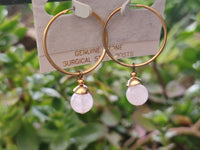 Hand Made Rose Quartz Hoop Earrings - Sold Per Pair - From Namibia