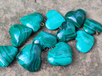 Polished Banded Flower Malachite Pendant Hearts - Sold Per Item - From Congo