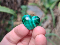 Polished Banded Flower Malachite Pendant Hearts - Sold Per Item - From Congo