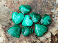 Polished Banded Flower Malachite Pendant Hearts - Sold Per Item - From Congo