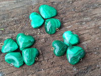 Polished Banded Flower Malachite Pendant Hearts - Sold Per Item - From Congo