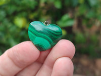 Polished Banded Flower Malachite Pendant Hearts - Sold Per Item - From Congo