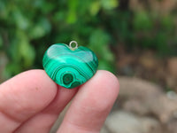 Polished Banded Flower Malachite Pendant Hearts - Sold Per Item - From Congo