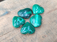 Polished Banded Flower Malachite Pendant Hearts - Sold Per Item - From Congo