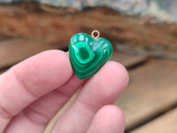 Polished Banded Flower Malachite Pendant Hearts - Sold Per Item - From Congo