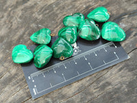 Polished Banded Flower Malachite Pendant Hearts - Sold Per Item - From Congo