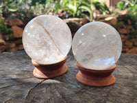 Polished Clear Quartz Crystal Balls x 3 From Madagascar