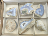 Polished On One Side Blue Lace Agate x 6 From Malawi