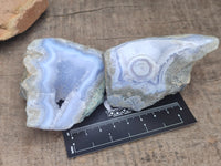 Polished On One Side Blue Lace Agate x 6 From Malawi