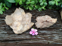 Natural Smokey Phantom Quartz Clusters x 2 From Luena, Congo