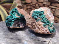 Natural Ball Malachite On Quartz Matrix Specimens x 2 From Kambove, Congo