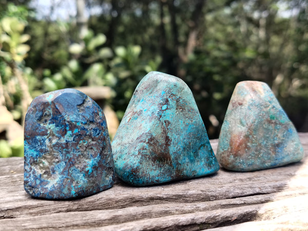 Polished Azurite Chrysocolla and Shattuckite Free Forms x 12 From Congo