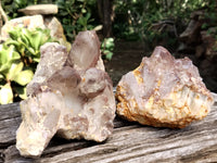 Natural Hematoid Quartz Clusters x 2 From Zambia