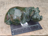 Hand Made Green Verdite Hippo Carvings x 2 From Zimbabwe