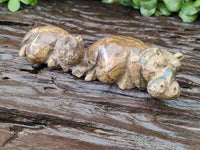 Hand Made Green Verdite Hippo Carvings x 2 From Zimbabwe