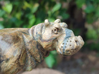 Hand Made Green Verdite Hippo Carvings x 2 From Zimbabwe