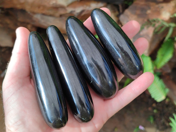 Polished Black Basalt Massage Wands x 12 From Madagascar