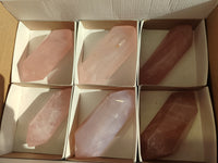 Polished Double Terminated Rose Quartz Points x 6 From Ambatondrazaka, Madagascar