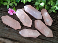 Polished Double Terminated Rose Quartz Points x 6 From Ambatondrazaka, Madagascar