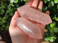 Polished Double Terminated Rose Quartz Points x 6 From Ambatondrazaka, Madagascar