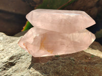 Polished Double Terminated Rose Quartz Points x 6 From Ambatondrazaka, Madagascar