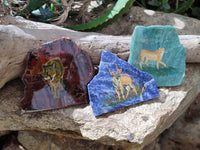 Hand Made Animal Decoupage Stone Slabs x 3 From Southern Africa