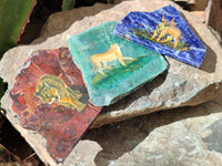 Hand Made Animal Decoupage Stone Slabs x 3 From Southern Africa