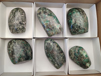 Polished Rare Emerald Mica In Matrix Standing Free Forms x 6 From Mutoko, Zimbabwe