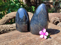 Polished Black Tourmaline Standing Free Forms x 2 From Madagascar