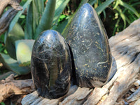 Polished Black Tourmaline Standing Free Forms x 2 From Madagascar