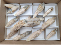 Natural Drusy Quartz Coated Calcite Pseudomorph Specimens x 12 From Alberts Mountain, Lesotho