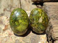 Polished Green Opal Palm Stones x 12 From Antsirabe, Madagascar