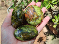 Polished Green Opal Palm Stones x 12 From Antsirabe, Madagascar