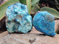 Natural Shattuckite & Chrysocolla Cobbed Specimens x 4 From Namibia