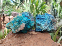 Natural Shattuckite & Chrysocolla Cobbed Specimens x 4 From Namibia