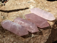 Polished Double Terminated Rose Quartz Points x 12 From Ambatondrazaka, Madagascar