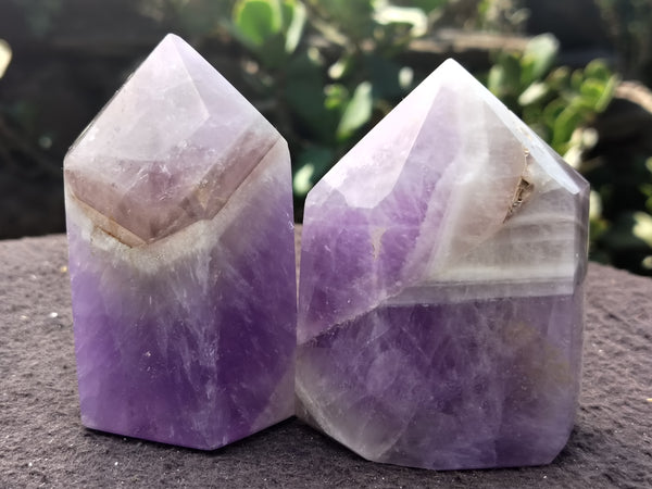 Polished Chevron Amethyst Points x 6 From Madagascar