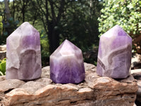 Polished Chevron Amethyst Points x 6 From Madagascar