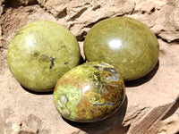 Polished Green Opal Palm Stones x 12 From Antsirabe, Madagascar