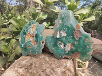 Polished On One Side Emerald Mtorolite Plates x 2 From Mutorashanga, Zimbabwe