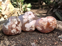 Polished Flower Agate Gemstone Hearts x 6 From Antsahalova, Madagascar