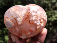 Polished Flower Agate Gemstone Hearts x 6 From Antsahalova, Madagascar