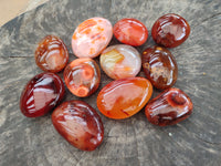 Polished Carnelian Palm Stones x 12 From Madagascar