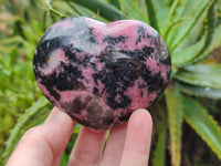 Polished Rhodonite Gemstone Hearts x 4 From Madagascar