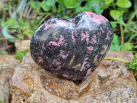 Polished Rhodonite Gemstone Hearts x 4 From Madagascar