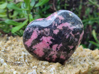 Polished Rhodonite Gemstone Hearts x 4 From Madagascar